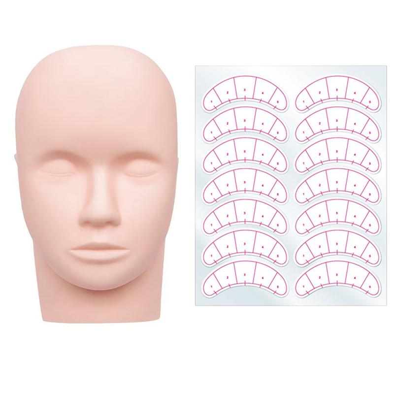 Lash Mapping Sticker - 1 stuks trainingshoofd & 10 vel